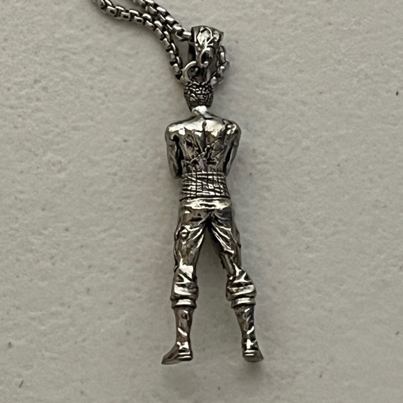 Roronoa Zoro One Piece Charm Pendant Necklace Silver 24" Box Chain Luffy - Picture 4 of 9